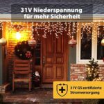 SALCAR Eisregen Lichterkette Aussen, LED Lichtervorhang Fenster Weihnachten, Weihnachtsbeleuchtung Innen 31V mit 8 Beleuchtungsmodi und Memory-Funktion – Bild 3