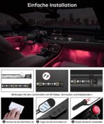 Govee LED Innenbeleuchtung Auto, 4pcs 48 LED Auto LED Strip, Upgrade Zwei-Linien-Design, Wasserdicht Beleuchtung APP Steuerbare mehrfarbig Musik Innenbeleuchtung mit Zigarettenanzünder – Bild 8