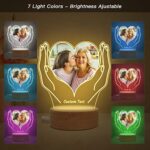 Bemaystar Foto Nachtlampe Personalisiert Herz Fotorahmen Geschenke für Mama und Kinder Fotogeschenke Familiengeschenke Pärchen Geschenke Geburtstag Muttertag Weihnachten Valentinstag – Bild 7