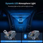 UNBREAKcable Bluetooth 5.0 FM Transmitter Auto Radio Adapter - 38W PD & QC3.0 Schnelles Autoladegerät, Blaue LED Backlit, Bass Verstärker, Freisprechfunktion, Siri und Google Assistant Unterstützung – Bild 7