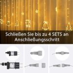 138 LED Lichtervorhang, LED Lichterkette mit Sterne & Weihnachtsmuster, Weihnachtsbeleuchtung Innen Außen Wasserdicht Dekoration für Weihnachtsdeko – Bild 6