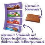 Milka Naps Mix, Zartschmelzende Mini-Schokoladentäfelchen aus Alpenmilch, Erdbeer, Haselnuss und Crème au Cacao – Bild 2