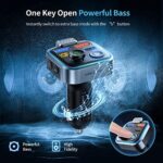 UNBREAKcable Bluetooth 5.0 FM Transmitter Auto Radio Adapter - 38W PD & QC3.0 Schnelles Autoladegerät, Blaue LED Backlit, Bass Verstärker, Freisprechfunktion, Siri und Google Assistant Unterstützung – Bild 4