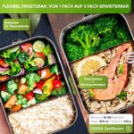 Blockhütte. Premium Edelstahl Brotdose I für Kinder inkl. Fächern & Ersatzdichtung. I Die Frischhaltedose mit Trennwand ist auslaufsicher. I Brotzeitdose klein. – Bild 2