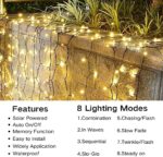 Joomer Solar Lichterkette Aussen, 22M 200 LED Lichterkette IP65 Wasserdicht Weihnachten Aussenlichterkette 8 Modus Balkon Lichterkette Solar Deko für Garten, Tor, Hof, Hochzeit – Bild 2