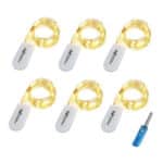 BXROIU 6 x 20er Micro LED Lichterkette mit CR2032 Batterie betrieb Auf 2 Meter Silberdraht für Party, Garten, Weihnachten, Halloween, Hochzeit, Beleuchtung Deko