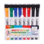 8 Whiteboard Stifte Whiteboard Marker, 2 in 1 Schwamm Magnetisch Whiteboard Stift, trocken und rückstandsfrei abwischbar von Whiteboards, Optimal für den Einsatz Zuhause Schule Büro