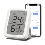 SwitchBot Thermometer Hygrometer, Bluetooth Digitaler Temperatur Feuchtigkeit Sensor mit Smart Alert & Datenspeicherung, LCD Bildschirm Digitales Thermo-Hygrometer für Raumtemperatur Keller Garage