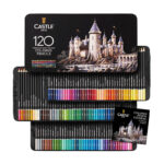 Castle Art Supplies 120 Buntstifte Set | Weiche Farbminen für Künstler in Metallbox
