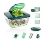 Genius Nicer Dicer Chef (15 Teile), Obstschneider, Gemüseschneider, Zwiebelschneider, Zerkleinerer, Gemüsehobel, Mandoline, Grün