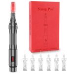 Anti-Rückfluss LCD Dermapen: Microneedle-LED Therapie für optimale Hautbehandlung inkl. 2 Nadel Patronen (Grau)
