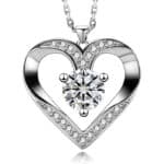 HJZWTS Herzkette Silber 925 Damen 2.4×2.8CM Halskette Damen 45+5 Mit Anhänger Schmuck Herzkette Geschenk Für Frauen Mama Oma Freundin Zum Geburtstag Muttertag Valentinstag Weihnachten brautpaar