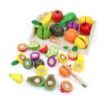 Yoptote Kinderküche Holz Spielzeug | Küchenzubehör mit Obst & Gemüse | Montessori Küchenspielzeug ab 2 Jahren