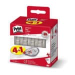 Pritt Korrekturroller Compact Flex, sofort überschreibbar, einfache Anwendung durch flexible Spitze, Bandlänge 10 m, Bandbreite 4,2 mm, 5-er Pack Spar-Set, 2382016, Weiss