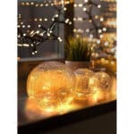 LED Kugel 3er Set Glaskugel warmweiss mit Batterie, Timer, Kratzschutz, Wunderschöne LED Deko Kugeln innen, Leuchtdeko Glaskugeln, Fensterbank Deko Wohnung modern, Fensterbank Lampe, Flur Dekoration