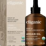 Cliganic Bio-Arganöl -  100% Rein, 120ml | Für Haare, Gesicht & Haut | Kaltgepresstes Trägeröl