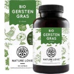NATURE LOVE® Bio Gerstengras - Hochdosiert mit 1500mg je Tagesdosis - 180 Kapseln - Laborgeprüft und zertifiziert Bio, in Deutschland produziert