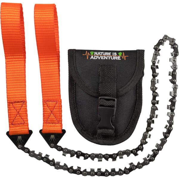 Nature is Adventure: Carbonstahl Handkettensäge mit 33 Zähnen inkl. Gürteltasche - Survival- und Gartensäge