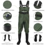 Night Cat Wathose für Damen und Herren, wasserdicht, Jagd, Wathose mit Stiefelfußgürtel, atmungsaktiv, leicht