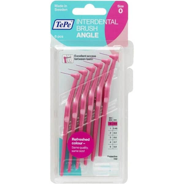 TePe Angle Interdentalbürsten 6 Stück Packung Rosa, 0.4mm