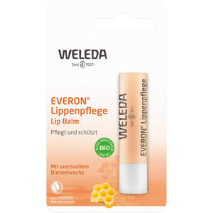 WELEDA Bio Everon Lippenpflege, Naturkosmetik Lippenstift aus Sheabutter und Rosenwachs zur Pflege und Schutz trockener Lippen, mit natürlichem UV Schutz