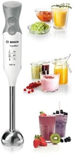Bosch Stabmixer ErgoMixx MSM66110, Edelstahl Mixfuss, Mix und Messbecher, 2 Geschwindigkeitsstufen, leichtes Gehäuse, 4 Klingen Messer, einfache Reinigung, 600 W, weiss/grau – Bild 6
