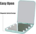wobsion Kompaktspiegel, Vergrösserungsspiegel mit Licht,1x/3xhandgehaltener 2-seitiger Magnetschalter-Klappspiegel,Reise-Schminkspiegel,Taschenspiegel für Handtasche,Geschenke für Mädchen – Bild 5