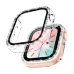 TOCOL 2 Stück Hülle Kompatibel mit Apple Watch Series 6/5/4/7,360° Rundum Bling Cover Diamonds für iWatch Girl, Transparent