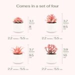 VIVERIE Künstliche Sukkulenten Pflanzen Topfset-Dekorative Gefälschte Sukkulenten Faux Plastikpflanze Indoor & Outdoor für Haus Büro Schreibtisch Badezimmer Küche DIY Dekor Geschenkset von 4, Rosa – Bild 3