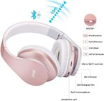ZIHNIC Bluetooth Over Ear Kopfhörer, Wireless Faltbares Stereo Headset, Kabelloser Schalldämmung Kopfhörer mit Eingebautem MikrofonMicro SD/TF FM,Over Ear Headphones für Phones/IPad/PC – Bild 6