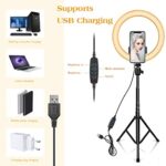 10 Zoll LED Ringlicht mit 59 Zoll Stativständer & Handyhalter, Dimmbare Tischringlicht für YouTube-Videoaufnahmen, Selfie, Live-Stream, Makeup/Fotografie Kompatibel mit Smartphone – Bild 6