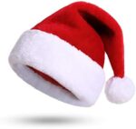 KONVINIT Weihnachtsmütze Nikolausmütze Erwachsene Plüsch Rand Weihnachtsfeier Rote Santa Mütze Nikolaus Warm Dicker Fellrand Weihnachtsmann mütze für Herren/Damen