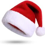 KONVINIT Weihnachtsmütze Nikolausmütze Erwachsene Plüsch Rand Weihnachtsfeier Rote Santa Mütze Nikolaus Warm Dicker Fellrand Weihnachtsmann mütze für Herren/Damen