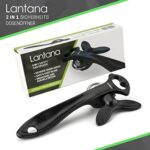 Lantana, 2 in 1 Sicherheitsdosenöffner; einfach zu bedienender manueller Dosenöffner zum sicheren Öffnen von Konservendosen; praktische 2 in 1 Funktion mit Flaschenöffner, Schwarz/Edelstahl – Bild 7