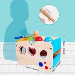 Rolimate Xylophon und Hammerspiel Spielzeug ab 1 Jahr, 3 in 1 Montessori Pädagogisches Vorschullernen Musikspielzeug Holzspielzeug Nachziehspielzeug Geburtstagsgeschenk fur Kinder Baby – Bild 6