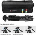 Victiv Kamera Stativ, leichtes Camera Tripod mit Abnehmbar 3-Wege-Kopf, Aluminium fotostativ für DSLR Canon Nikon Sony, Dreibeinstativ for Smartphone mit Handy Halterung – Bild 7