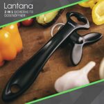 Lantana, 2 in 1 Sicherheitsdosenöffner; einfach zu bedienender manueller Dosenöffner zum sicheren Öffnen von Konservendosen; praktische 2 in 1 Funktion mit Flaschenöffner, Schwarz/Edelstahl – Bild 2