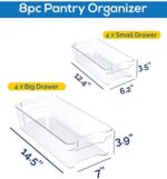 KICHLY Hochwertige vorratsschrank küche organizer - Set von 8 (4 grosse, 4 kleine Behälter) Stauraum für kühlschrank, Schränke, Regale, spülbecken, kosmetik Büromaterial, werkzeug organizer - BPA frei – Bild 3