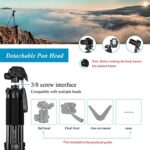 Victiv Kamera Stativ, leichtes Camera Tripod mit Abnehmbar 3-Wege-Kopf, Aluminium fotostativ für DSLR Canon Nikon Sony, Dreibeinstativ for Smartphone mit Handy Halterung – Bild 4
