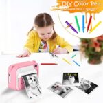 KinderKamera,DigitalKamera Print Sofortbildkamera 1080P 2.0 Zoll Bildschirm Videokamera Schwarzweiss Fotokamera mit 32GB Speicherkarte,3 Rollen Druckpapier,5 Farben Pinselstift Geschenk für Kinder – Bild 4