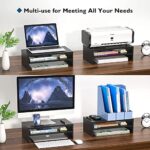 BONTEC Monitorständer, Unterbau Bildschirm, PC Bildschirm Ständer mit Handyhalter, Ergonomischem Laptop-Druckerständer mit Kabelführung für Laptop, Computer, Notebook, iMac, PC, 42CM, Schwarz – Bild 7