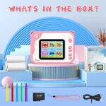 KinderKamera,DigitalKamera Print Sofortbildkamera 1080P 2.0 Zoll Bildschirm Videokamera Schwarzweiss Fotokamera mit 32GB Speicherkarte,3 Rollen Druckpapier,5 Farben Pinselstift Geschenk für Kinder – Bild 7