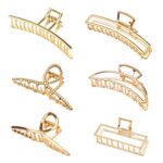 6 Stück Klaue Clips Haarklammern für Frauen Mädchen Metall Goldene rutschfeste grosse Haarklauenclip rutschfeste Haarspangen mit starkem Halt Halbmond Haarnadel für dickes dünnes Haar