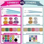 lenbest Kinderschminke Set - Schminke Kinder 17 Farben(5 Schimmernde Farben) | Glitzersteine | Pinsel | Glitzer | Make Up Schwamm | Schablonen - Schmink Kinder Face Paint Party Fasching Halloween – Bild 7