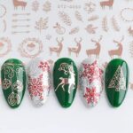 Nagelsticker Weihnachten - JMEOWIO 9 Blatt Nail Art Sticker Nagelaufkleber Selbstklebend Schneeflocke Urlaub Christmas Dekoration Nageldesign Zubehör – Bild 7