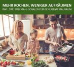 Liebspecht Premium Bambus Schneidebrett Set mit 3 Auffangschalen [Extra Gross] Bambus Schneidebrett mit Auffangschale [Verbesserte Version 2021] Schneidbrett mit Auffangschale – Bild 6
