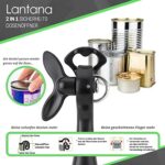 Lantana, 2 in 1 Sicherheitsdosenöffner; einfach zu bedienender manueller Dosenöffner zum sicheren Öffnen von Konservendosen; praktische 2 in 1 Funktion mit Flaschenöffner, Schwarz/Edelstahl – Bild 4