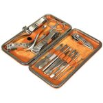 H&S Maniküre & Pediküre Nagel Set für Damen &Herren - 14-Teiliges Reise Nagelpflegeset - Edelstahl Nagelset mit auch Nagelschere & Nagelknipser im Leder Nageletui – Bild 2