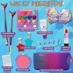 Purple Ladybug Kinderschminke Set für Mädchen - Geschenke für Mädchen 6 7 8 9 10 11 Jahre Alt - Sicheres und Abwaschbares Meerjungfrau Schminke Set mit Schminkkoffer, Lippenstift, Rouge, und Mehr – Bild 2