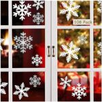 Lynlon 108 Fensterdeko Schneeflocken Schneeflocken Fensterbilder Abnehmbare Fensterdeko Statisch Haftende PVC Aufkleber für Weihnachts-Fenster Dekoration, Türen,Schaufenster, Vitrinen, Glasfronten – Bild 2